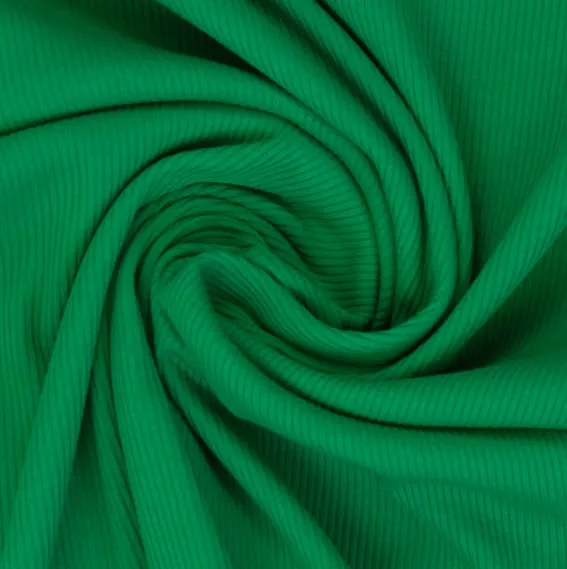 katoen tricot met rib groen